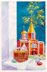 Скокова Екатерина, 14 лет, "Пасха. Церковь Воскресения Христова на бывшем Семеновском кладбище